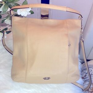 Coach Tan Hobo Shoulder Bag with Textured Finish